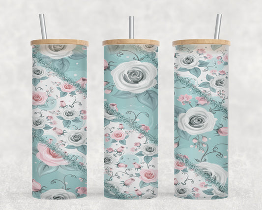 Flower Split Blue-10576 - glass can