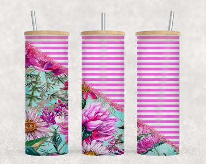 Flower Split Sky Pink-10578 - glass can