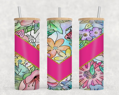Flower Vee Split-10582 - glass can