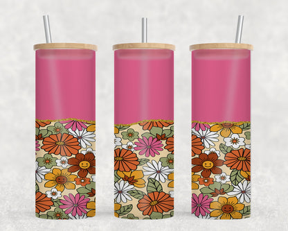 Rerto Pink Flowers-10603 - glass can