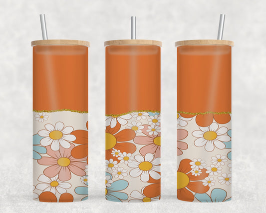 Orange Flower - glass can