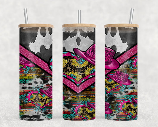 Cow Girl Vee Heart-10568 - glass can