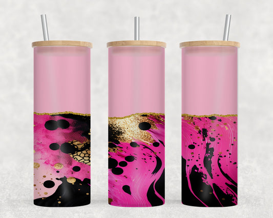 Pink Black Abstract - glass can