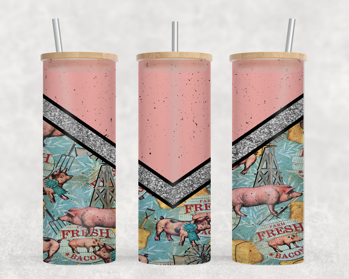 Pink Vee Pig-10599 - glass can