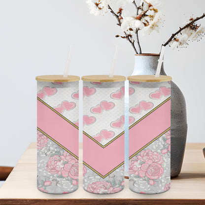Pink Vee Flower-10598 - glass can