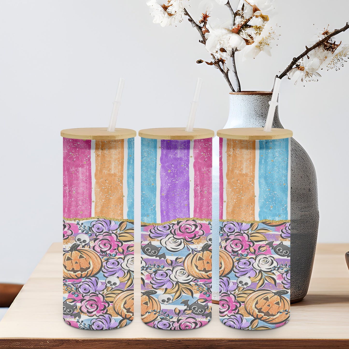 Pumpkin Stripe-10600 - glass can