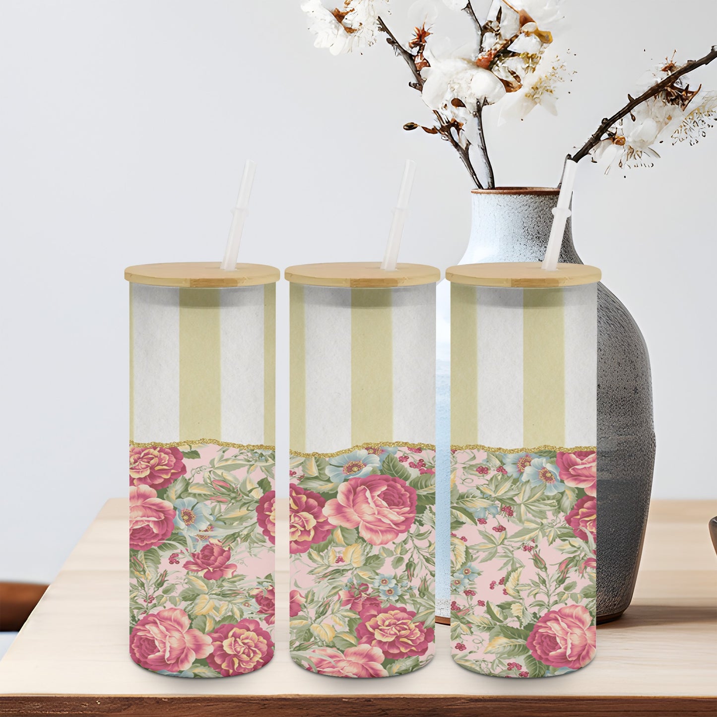 Vintage Rose - glass can