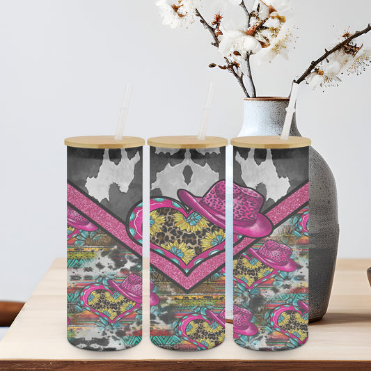 Cow Girl Vee Heart-10568 - glass can