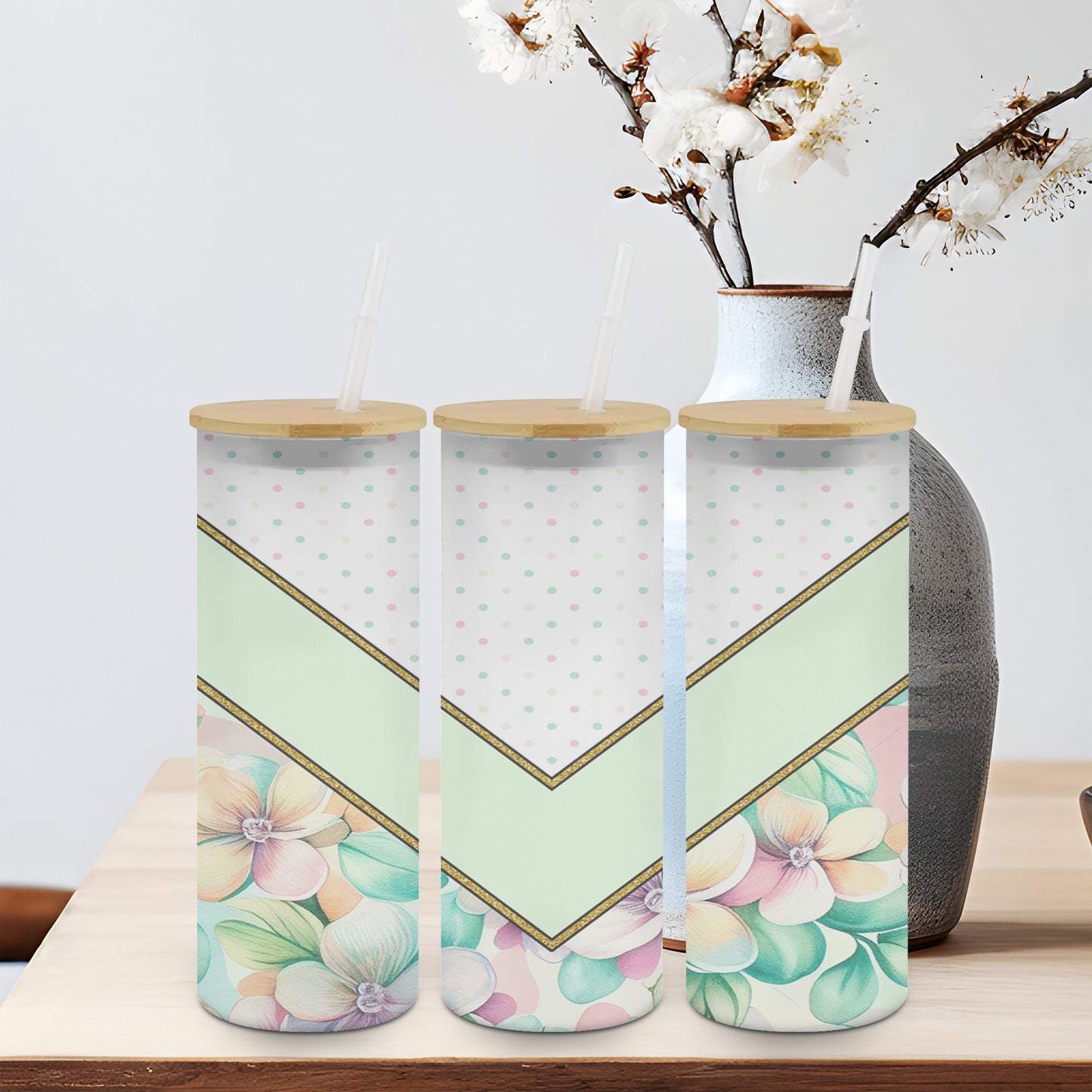 Flower Vee Spots-10583 - glass can