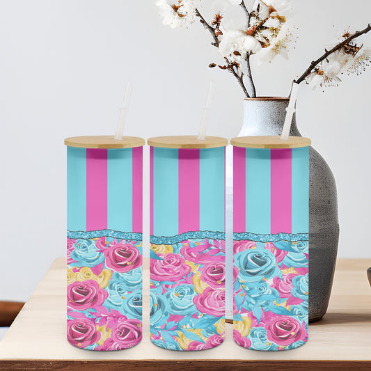 Flower Stripe-10581 - glass can