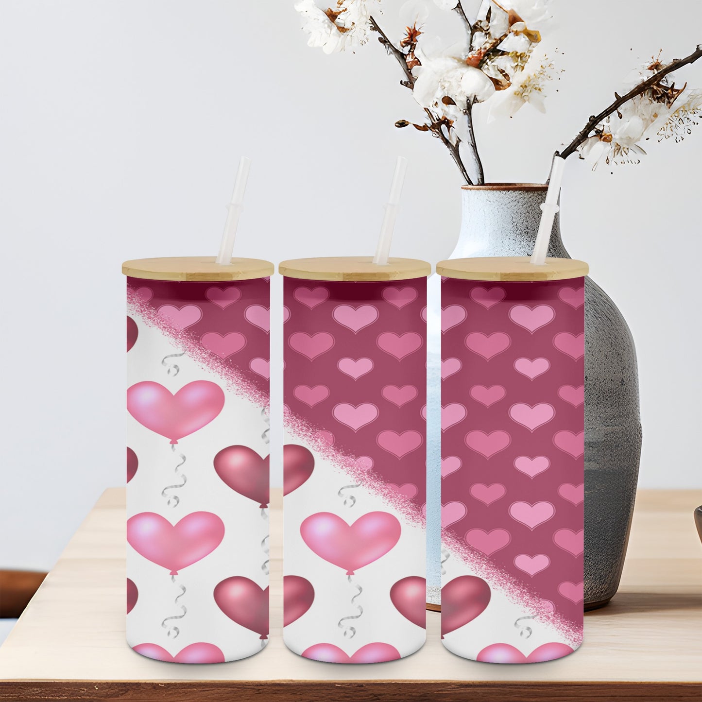 Hearts Split-10587 - glass can