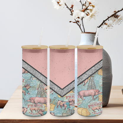 Pink Vee Pig-10599 - glass can