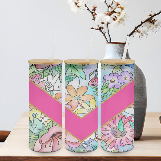 Flower Vee Split-10582 - glass can