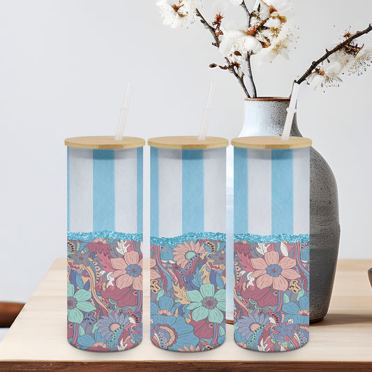Floral Stripes-10574 - glass can