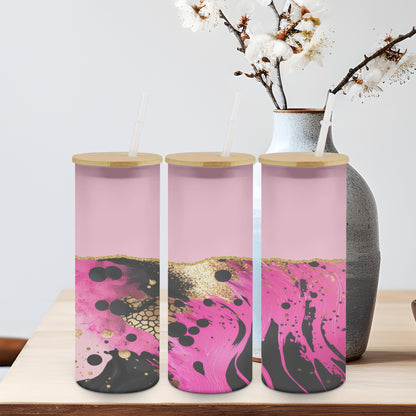 Pink Black Abstract-10594 - glass can