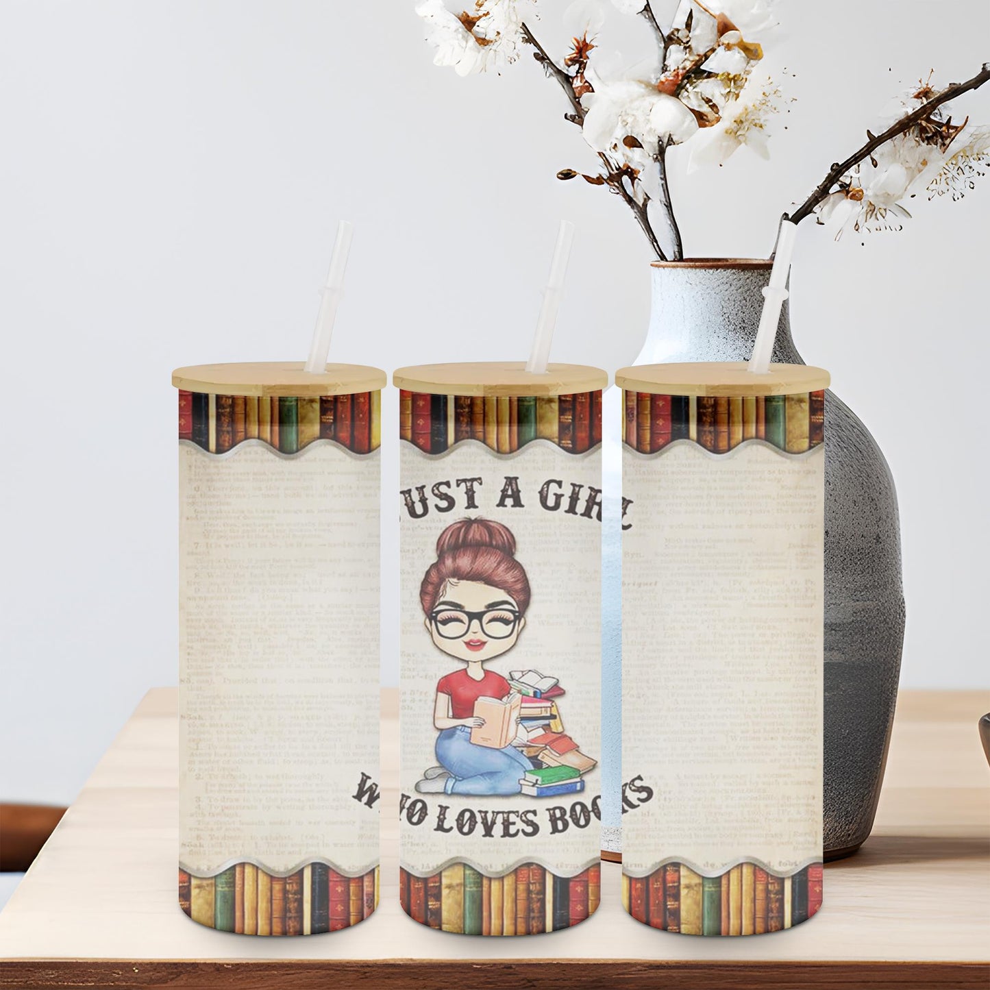 Just a Girl Who Loves Books-10543 - glass can