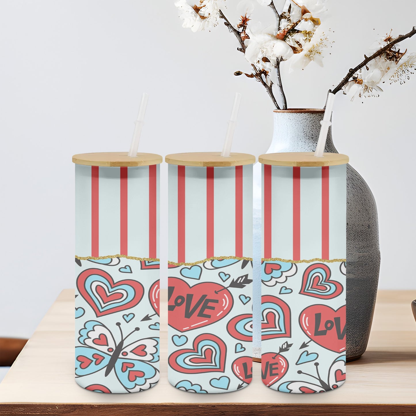 Heart Love Lines-10586 - glass can