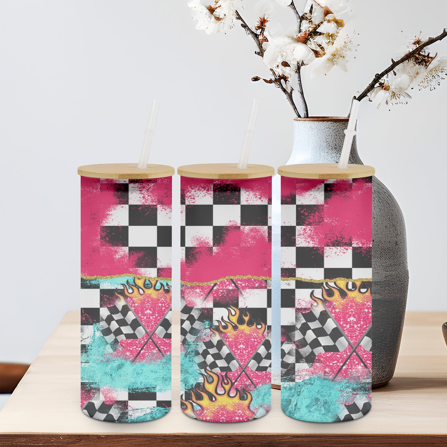 Race Flames-10602 - glass can