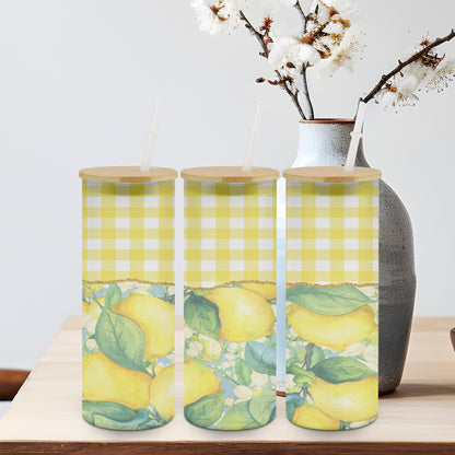 Lemons Plaid-10588 - glass can