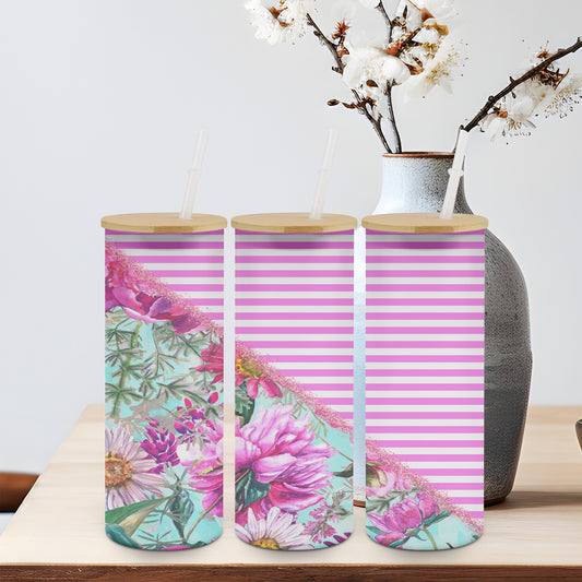 Flower Split Sky Pink-10578 - glass can