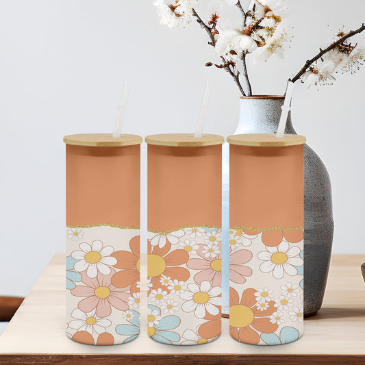 Orange Flower - glass can