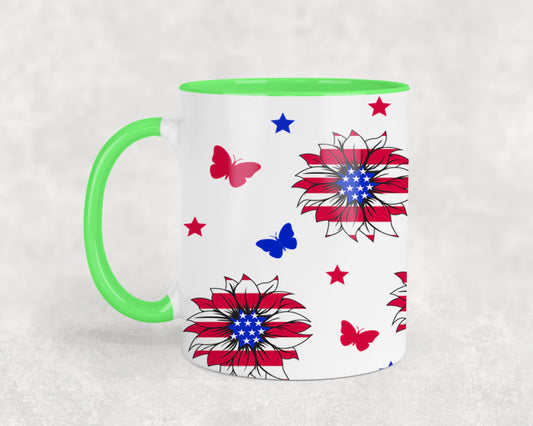 Sunflower USA Flag - mugs