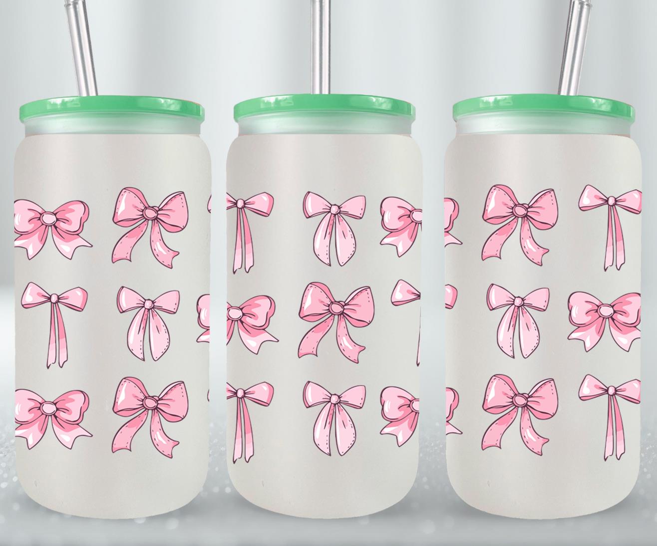 Pink Bow-9993 - glass can