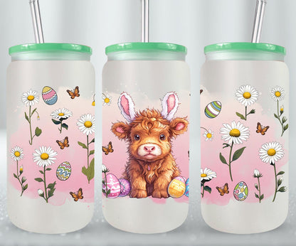 Highland Cow Easter-10402 - glass can