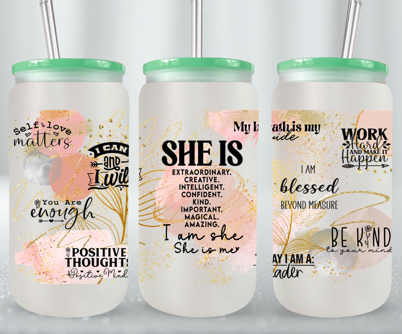 She Is - glass can
