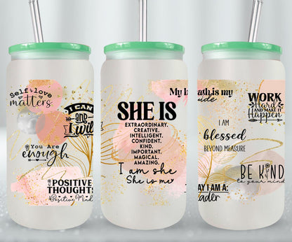 She Is - glass can