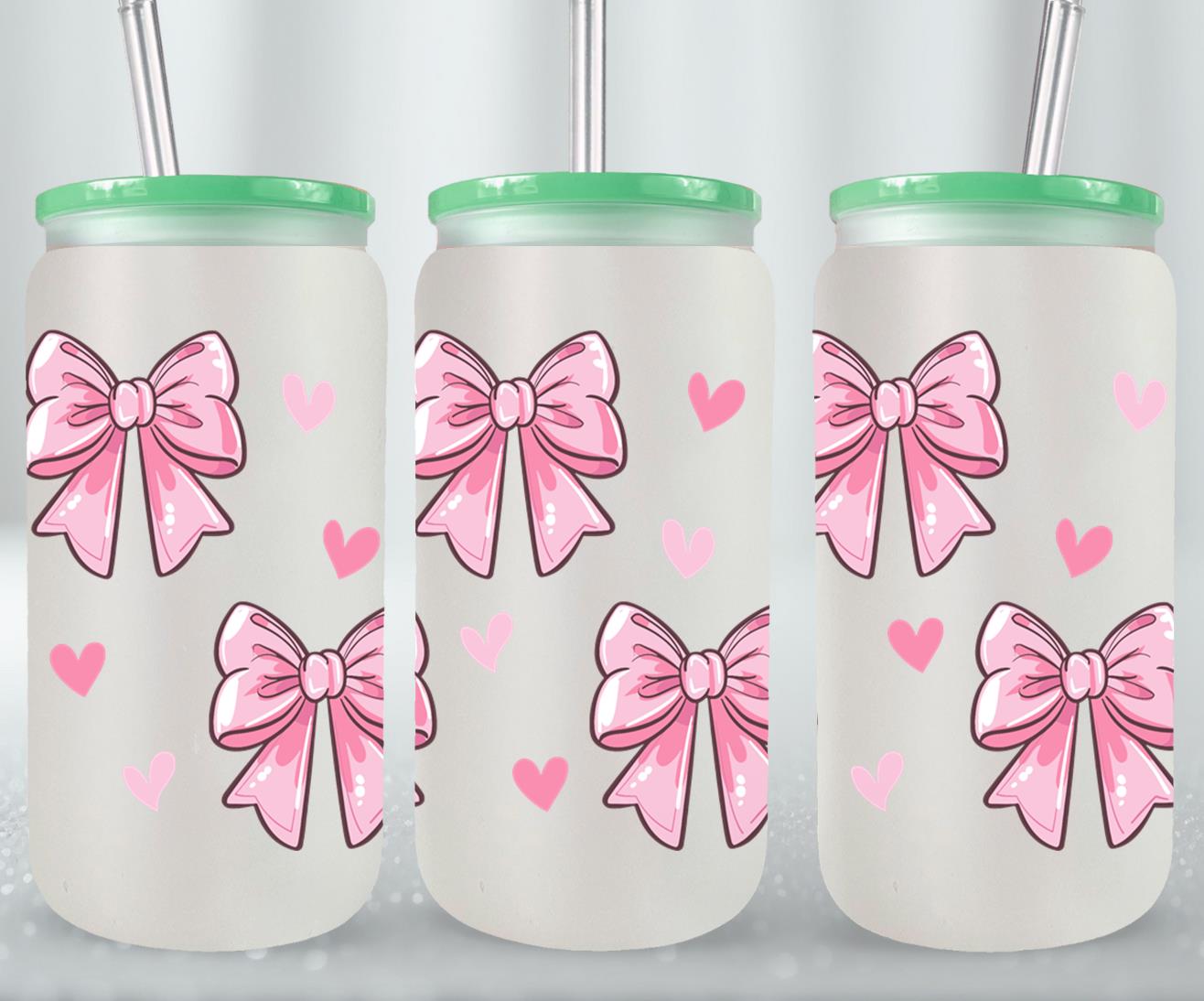 Pink Bow-9988 - glass can