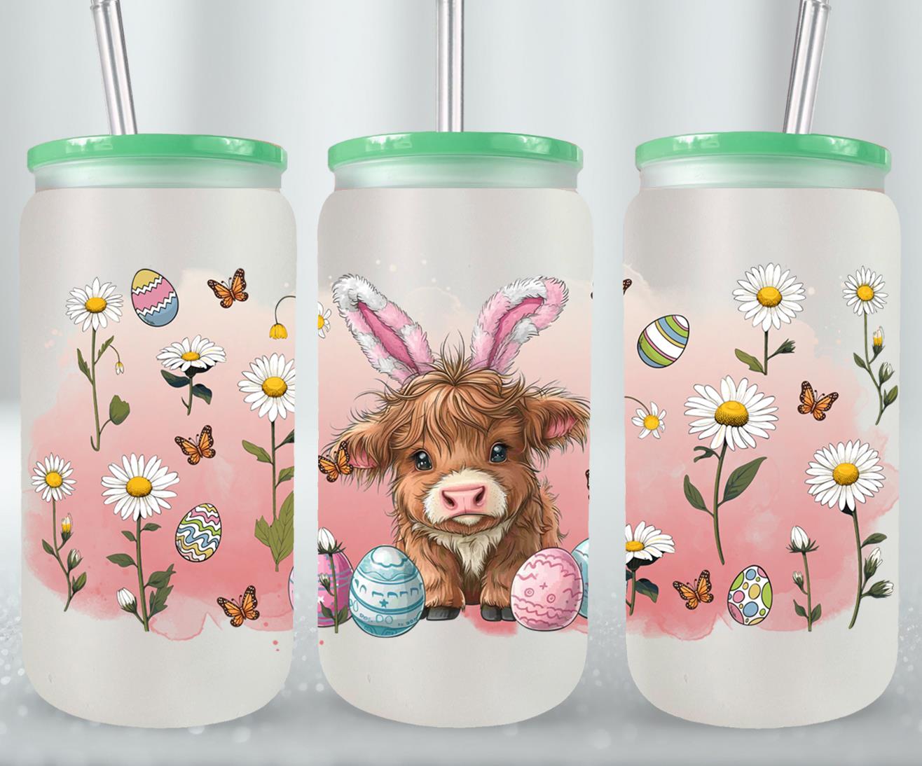 Highland Cow Easter-10405 - glass can
