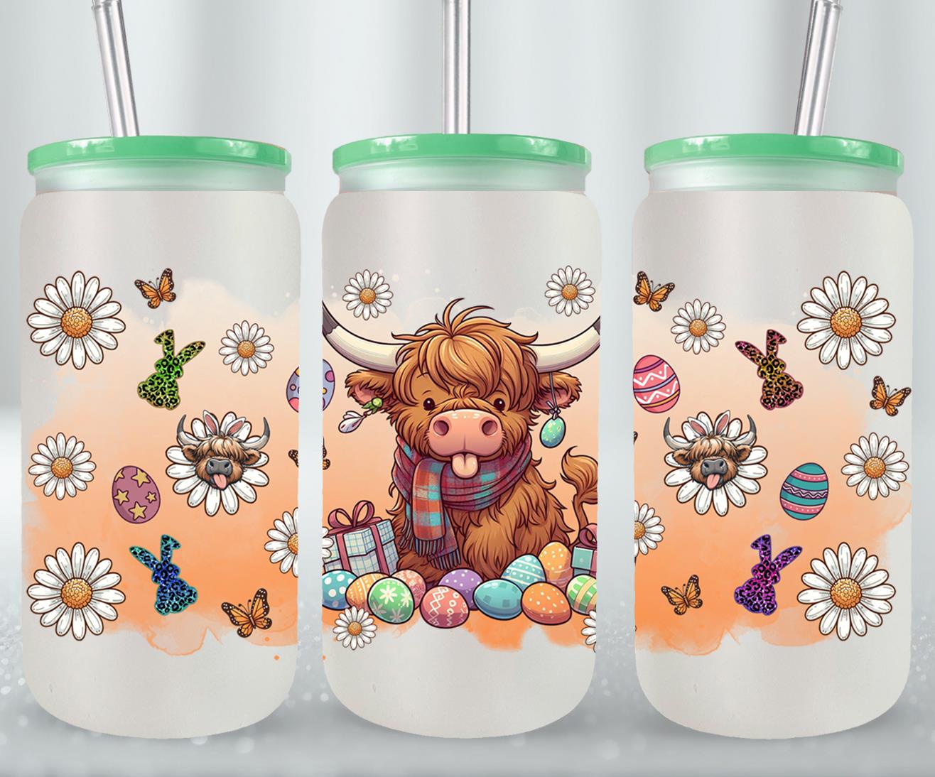 Highland Cow Easter-10374 - glass can