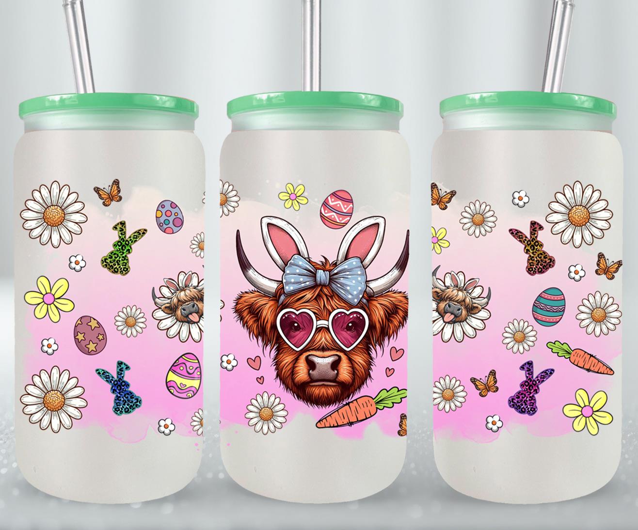 Highland Cow Easter-10399 - glass can