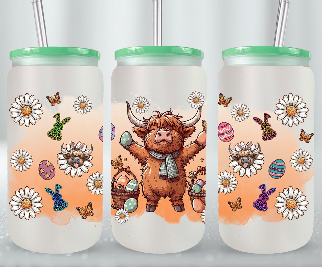 Highland Cow Easter-10389 - glass can