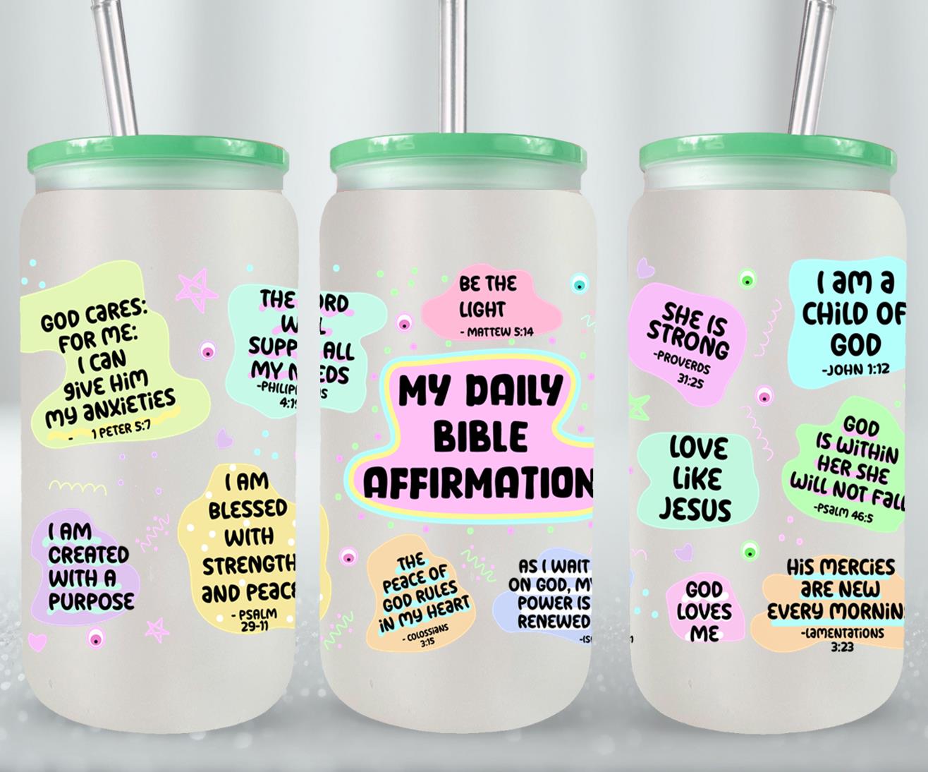 My Daily Bible Affirmation-10215 - glass can