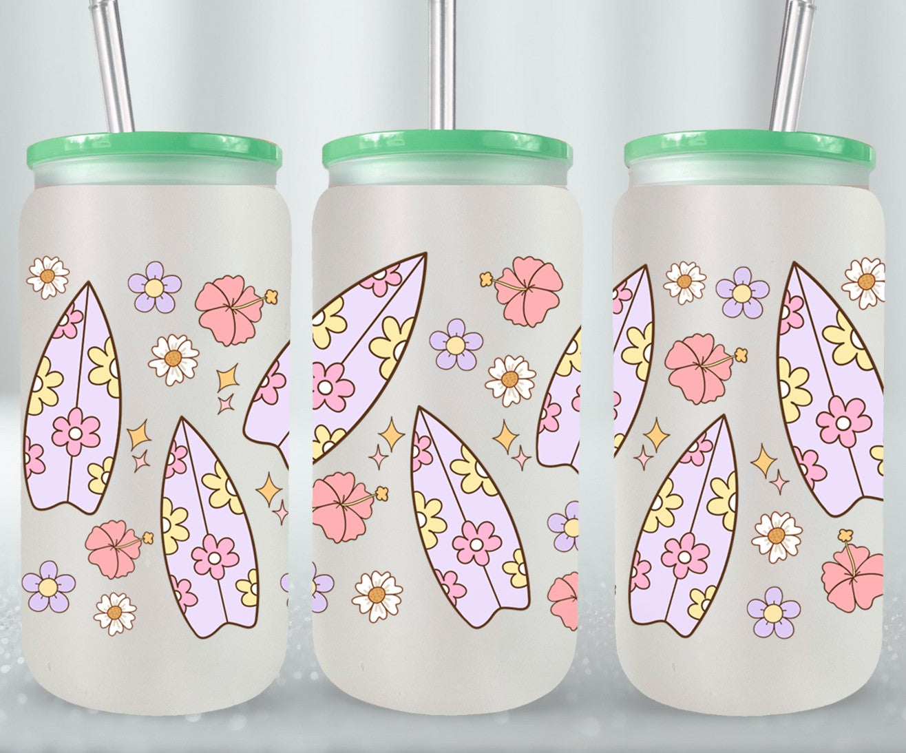 Hibiscos and Surfboard-10686 - glass can