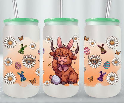 Highland Cow Easter-10373 - glass can