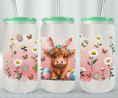 Highland Cow Easter-10404 - glass can