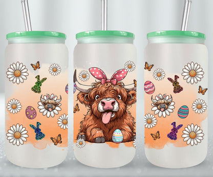 Highland Cow Easter-10390 - glass can