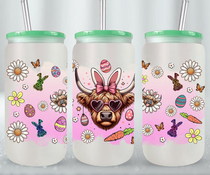 Highland Cow Easter-10401 - glass can