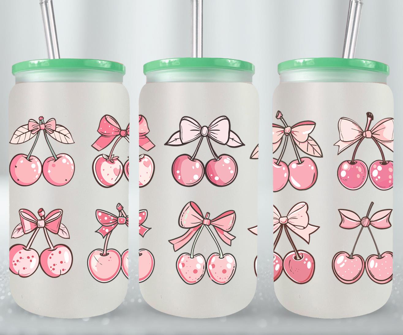 Pink Bow-9994 - glass can