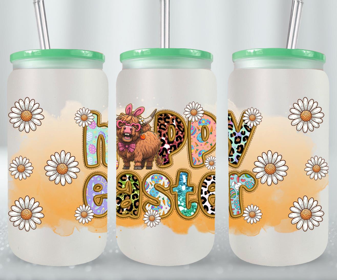 Highland Cow Easter-10397 - glass can