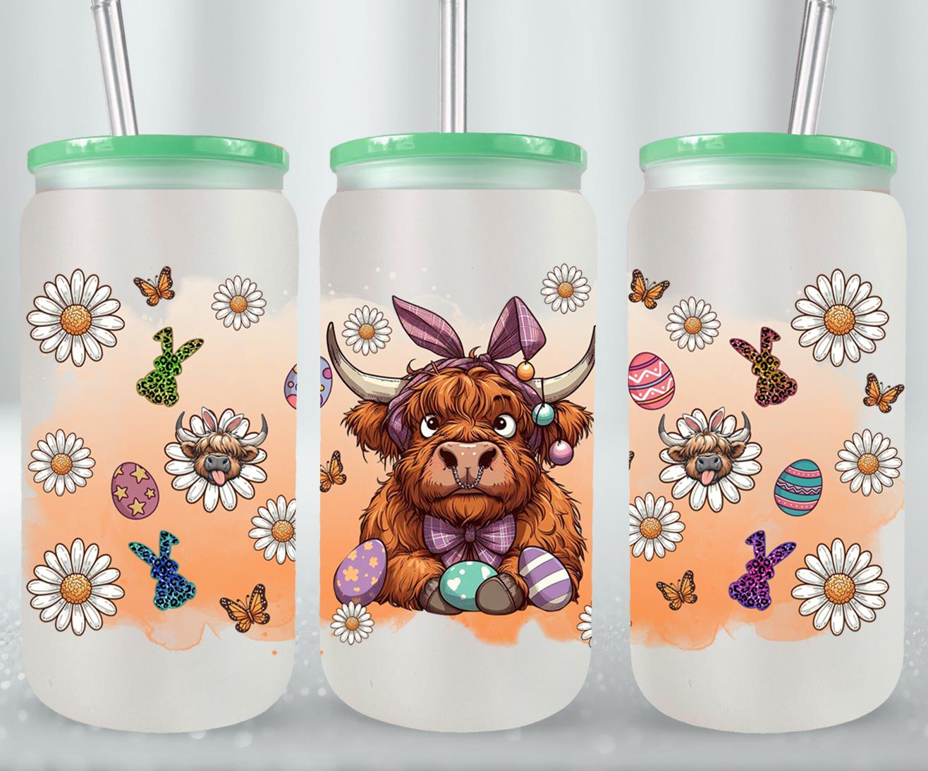 Highland Cow Easter-10392 - glass can