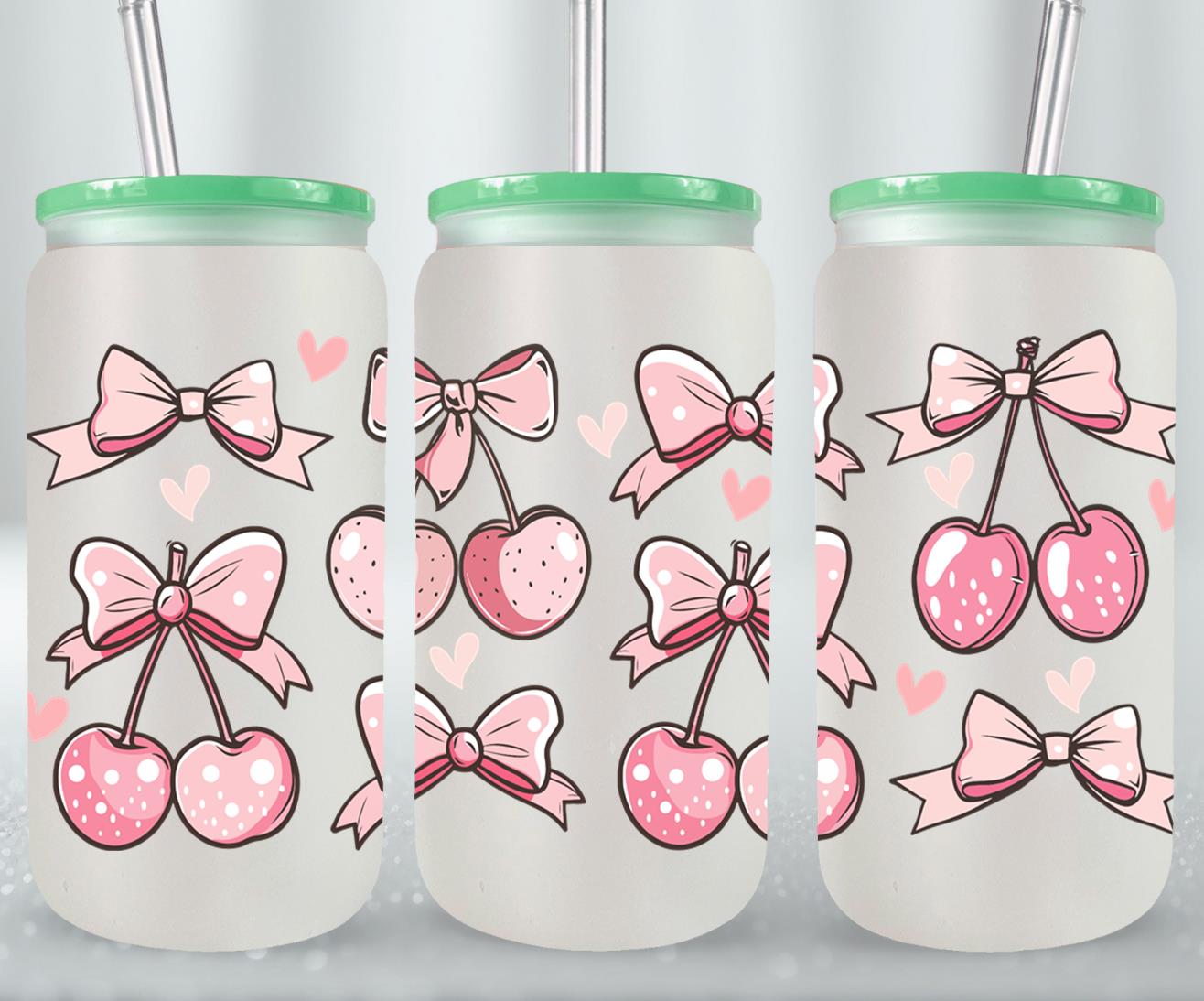 Pink Bow-9989 - glass can