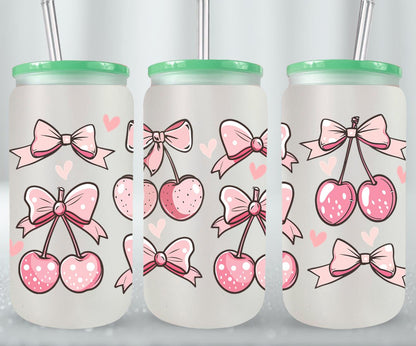 Pink Bow-9989 - glass can
