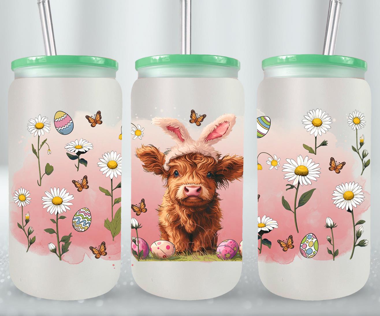 Highland Cow Easter-10369 - glass can