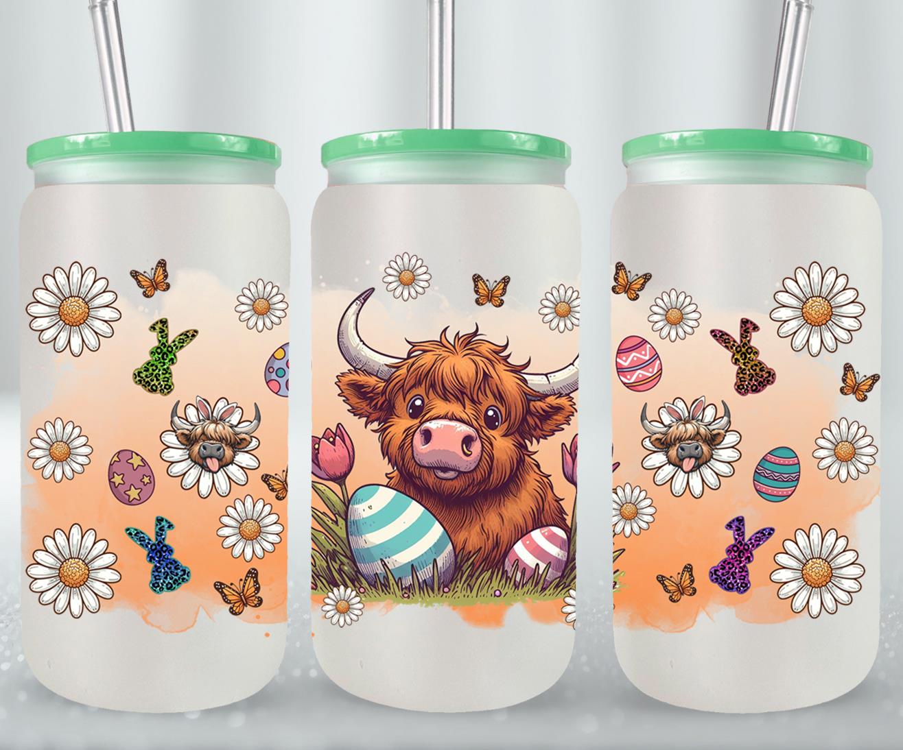 Highland Cow Easter-10380 - glass can