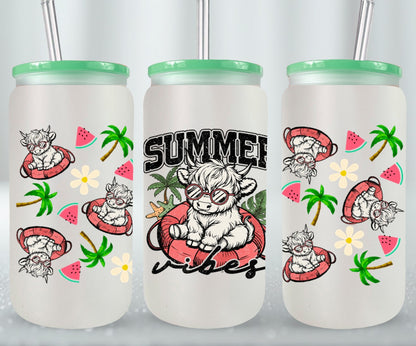 Summer Highland Cow-10670 - glass can