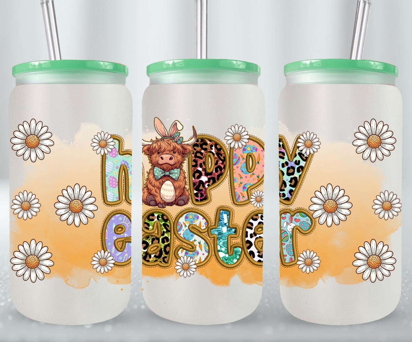 Highland Cow Easter-10398 - glass can